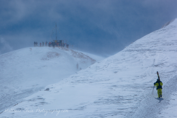 Windy gusts while hiking to the summit